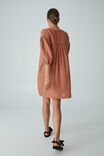 Double Cloth Mini Dress In Organic Cotton, BISCUIT