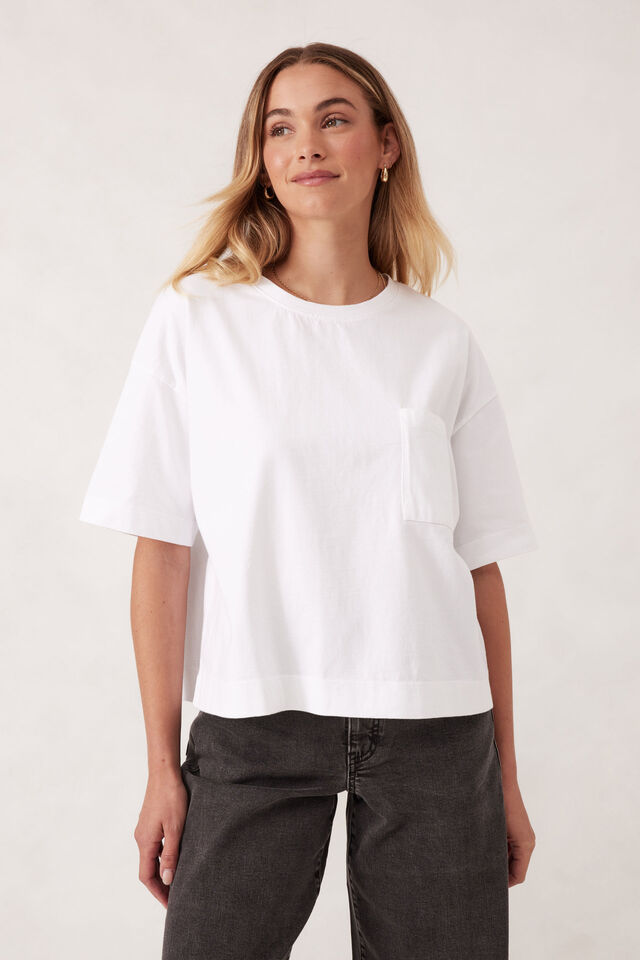 Boxy Pocket Tee, WHITE