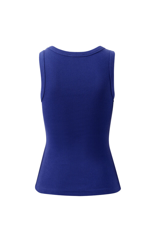 Zoe Contour Rib Scoop Tank, POLO BLUE/BUTTER MONOGRAM