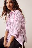 Peta Oversized Shirt, SUNFADED PINK STRIPE - example image 6