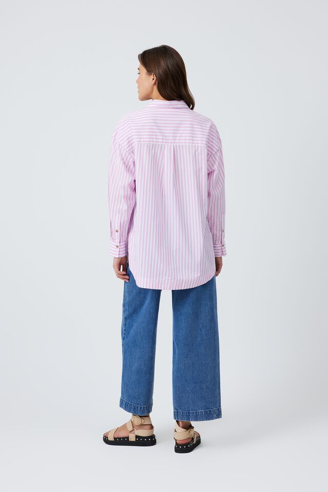 Poplin Stripe Shirt In Organic Cotton, MUSK WHITE SMALL STRIPE