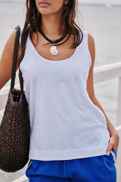 Bloom Slouchy Scoop Tank, WHITE