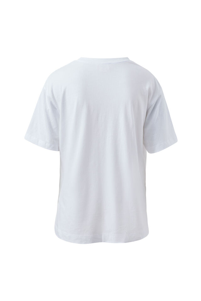 Stevie Slouchy Tee, WHITE/CHILI EST 2020