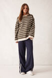 Relaxed Crew Tunic, SOFT OLIVE/ECRU STRIPE - alternate image 5