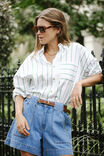 Peta Oversized Shirt, GRASS FINE TWIN STRIPE - alternate image 1