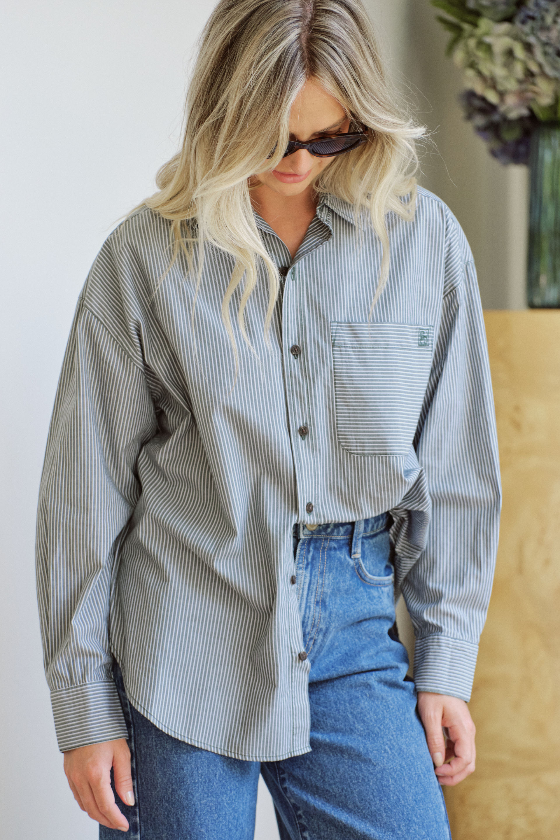 シャツ HUECLOSET Oasis Stripe Satin Shirt SE128 Joshua SS Shirt White L Structure SS shirt - Urban Pioneers AS