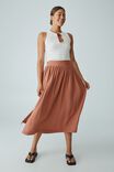 Double Cloth Midi Skirt In Organic Cotton, BISCUIT