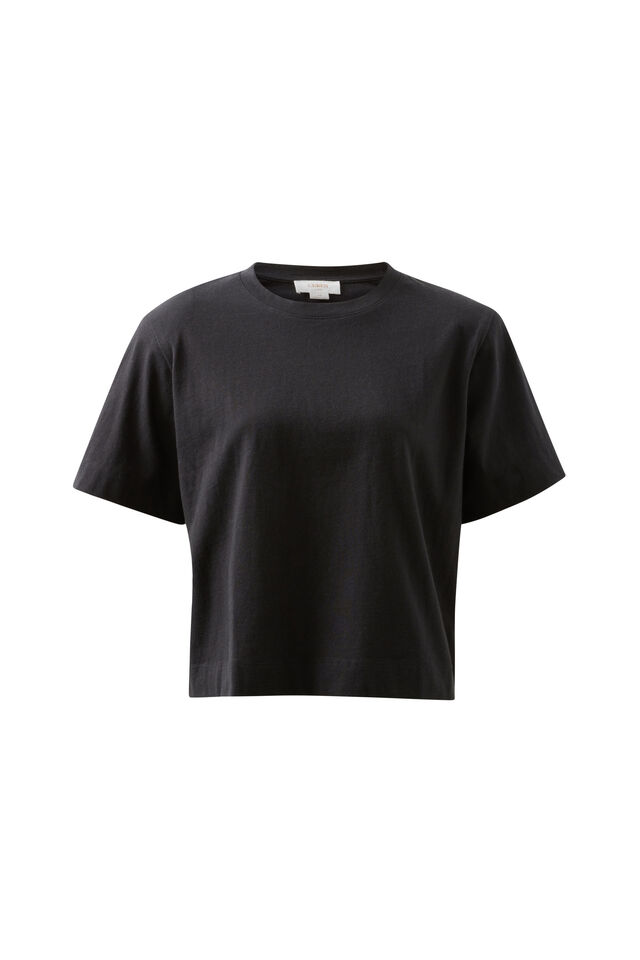 Sofia Boxy Shoulder Tee, BLACK