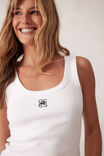 Zoe Contour Rib Scoop Tank, WHITE/BLACK MONOGRAM EMBROIDERY - alternate image 4
