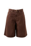 Olive Belted Denim Short, CHOCOLATE - example image 2