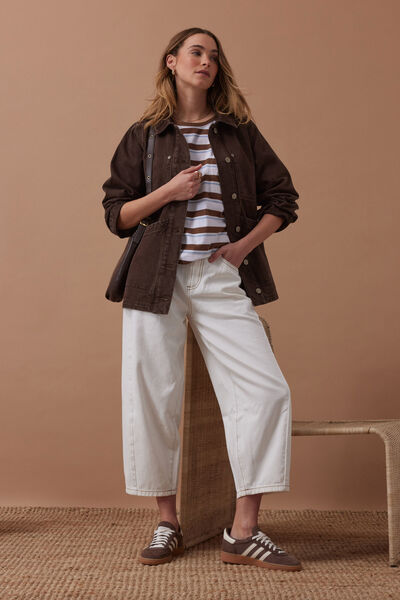 Ava Chore Shacket, CHOCOLATE