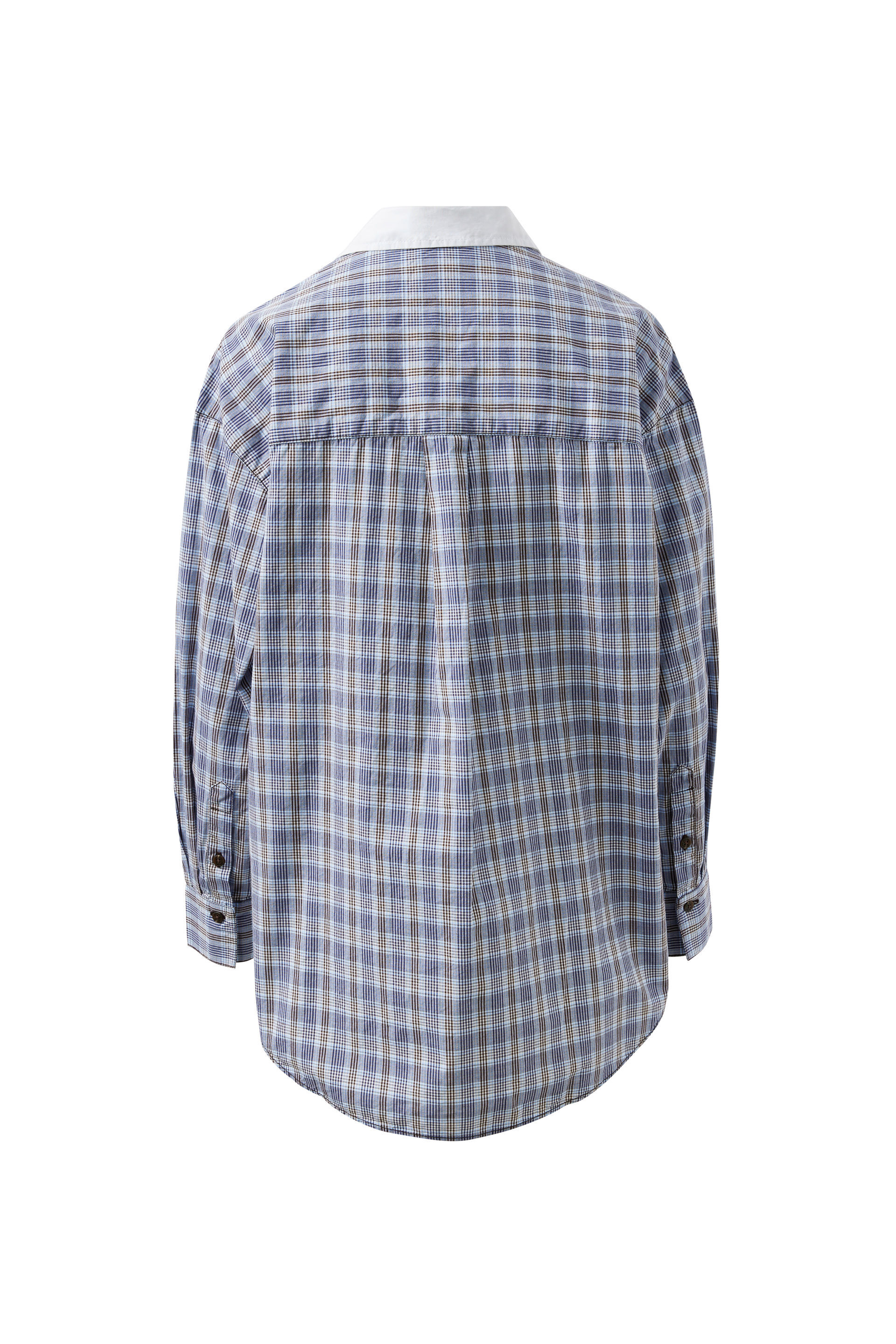 Peta Oversized Poplin Shirt Blue Chocolate Check - Organic Cotton