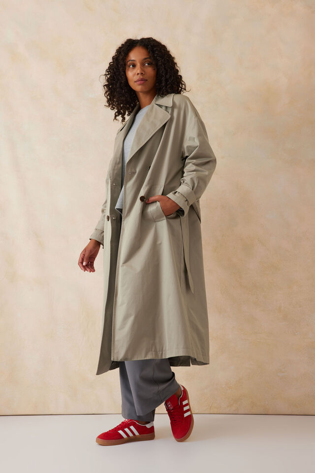 Oversized Trench Coat, ASH GREEN