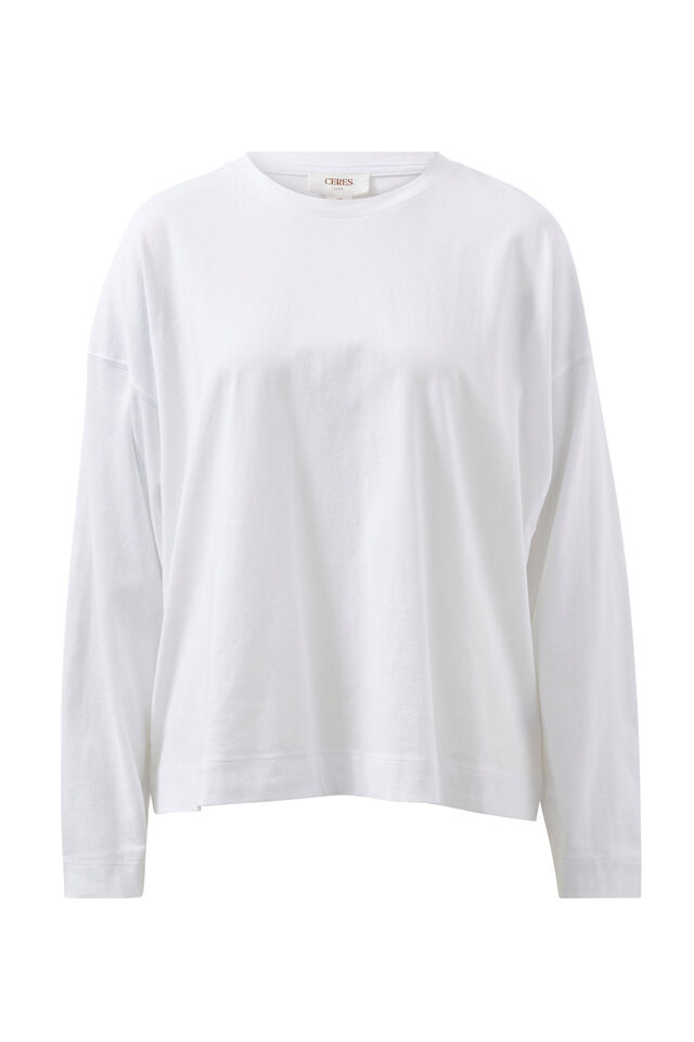 Relaxed Long Sleeve Tee, WHITE