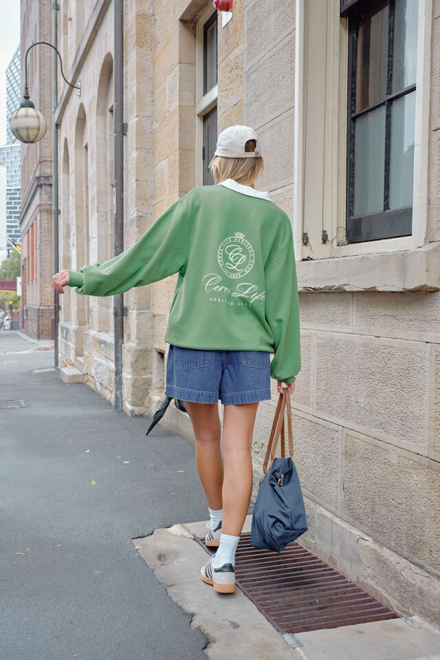 Wren Rugby Sweat, PISTACHIO WHITE CLUB LOGO