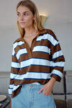 Shelby Slouchy Rugby Top, TOFFEE/WHITE/HERITAGE NAVY - alternate image 7