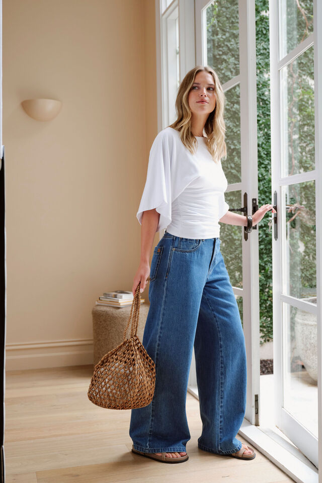 Molly Relaxed Sleeve Top, WHITE