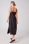 Slip Dress In Linen, BLACK - alternate image 3