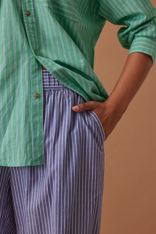 Peta Oversized Shirt, ZESTY GREEN TRIPLE STRIPE