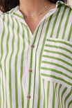 Oversized Poplin Shirt, SPLASH GREEN WHITE STRIPE ORGANIC COTTON - alternate image 5