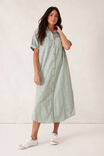 Rolled Cuff Midi Shirt Dress, WINTER GREEN BRIGHT WHITE STRIPE - alternate image 6