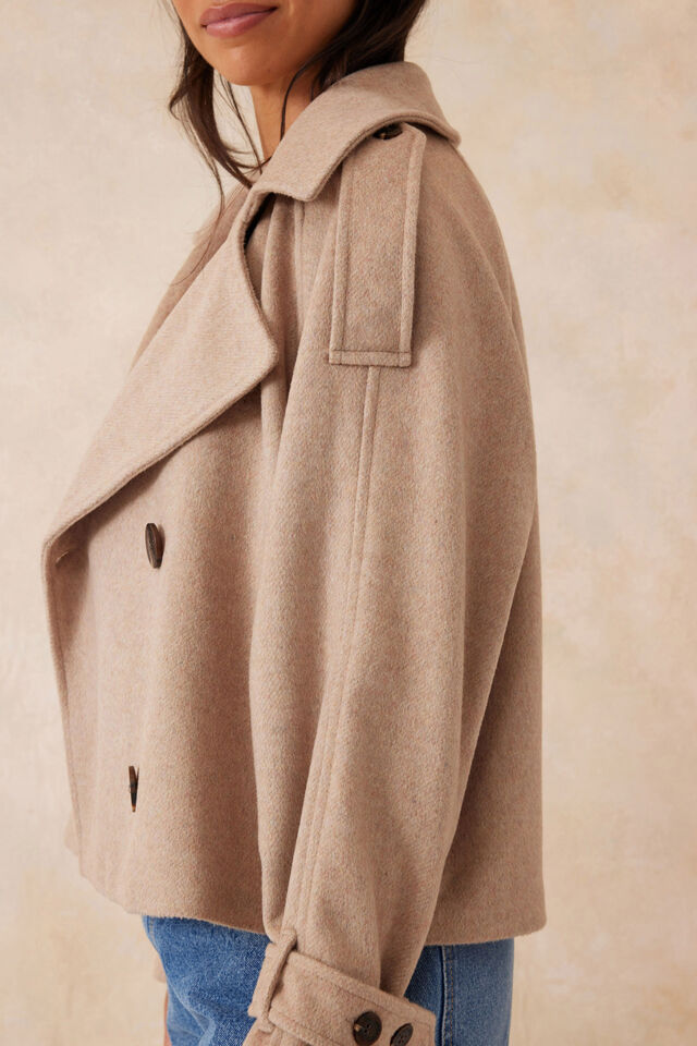 Boxy Trench, BEIGE WOOL BLEND