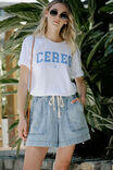 Stevie Slouchy Split Hem Tee, WHITE/CERES VARISTY POOL BLUE - alternate image 3
