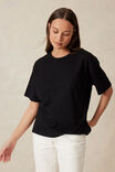 Slouchy Split Hem Tee, BLACK - alternate image 1