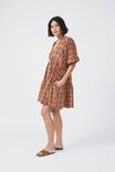 Check Smock Dress In Textured Organic Cotton, GINGER SUMMER PINK CHECK - alternate image 4