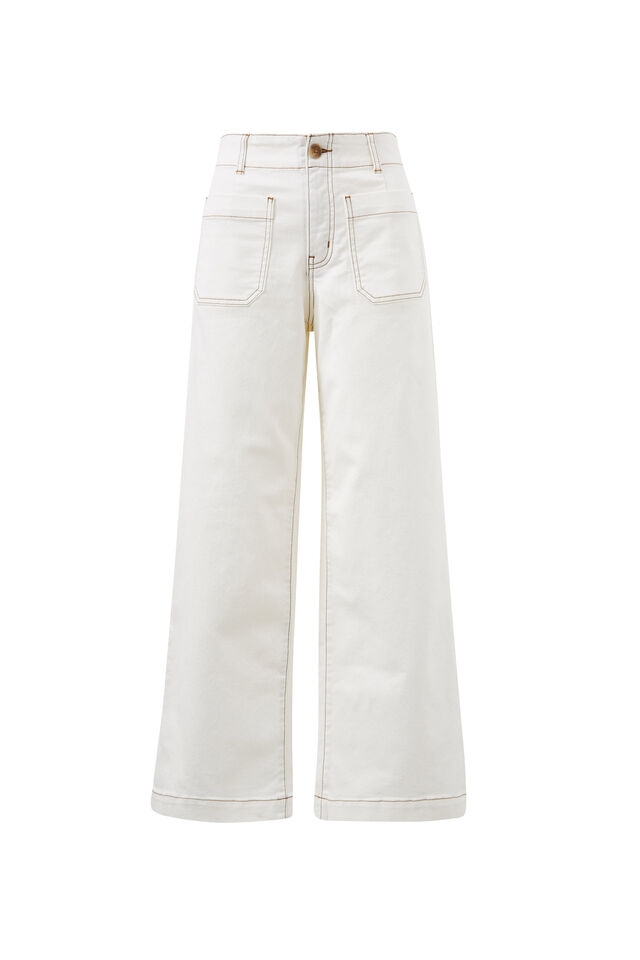 Wide Leg Front Pocket Jean, FRESH ECRU