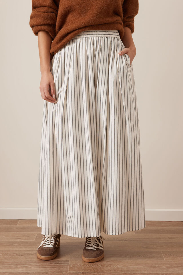 Florence Maxi Skirt, WINTER WHITE PHANTOM STRIPE