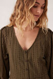 Sculptured Sleeve Midi Dress, DEEP OLIVE - alternate image 5