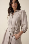 Puff Sleeve Midi Shirt Dress, SUMMER TAUPE LINEN BLEND - alternate image 4