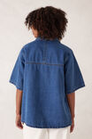 Short Sleeve Denim Shirt, MID INDIGO - alternate image 3