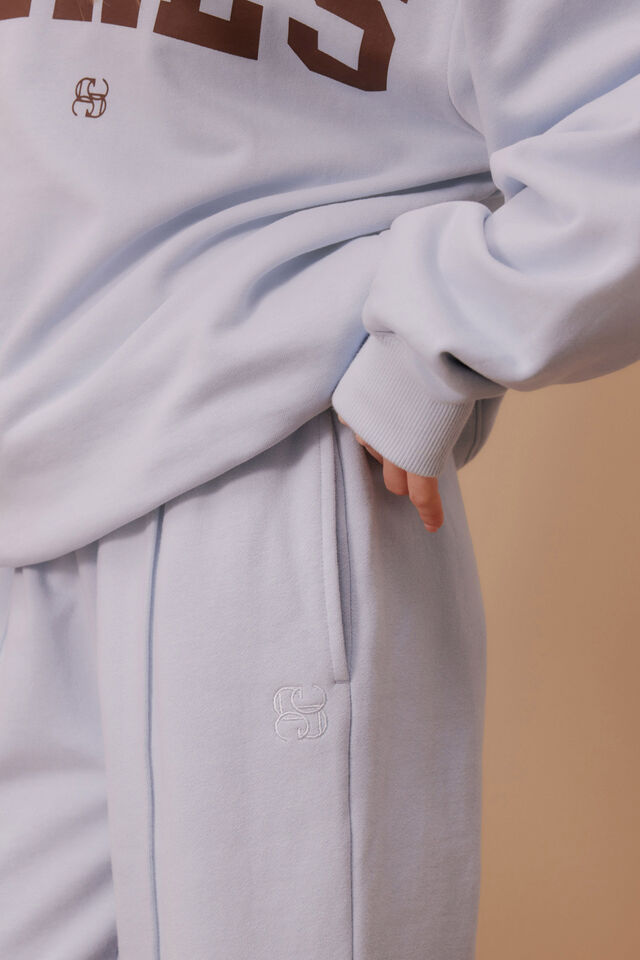 Gracie Relaxed Pin Tuck Trackpant, CHALK BLUE