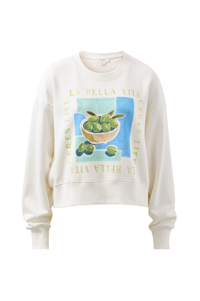 Charlie Cropped Slouchy Crew, WINTER WHITE / LA BELLE VITA