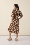 Puff Sleeve Midi Shirt Dress, NUTMEG LEAF TEXTURED ORGANIC COTTON - alternate image 3