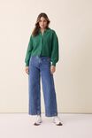 Soft Cropped Collared Cardigan In Recycled Blend, LAWN GREEN - alternate image 5