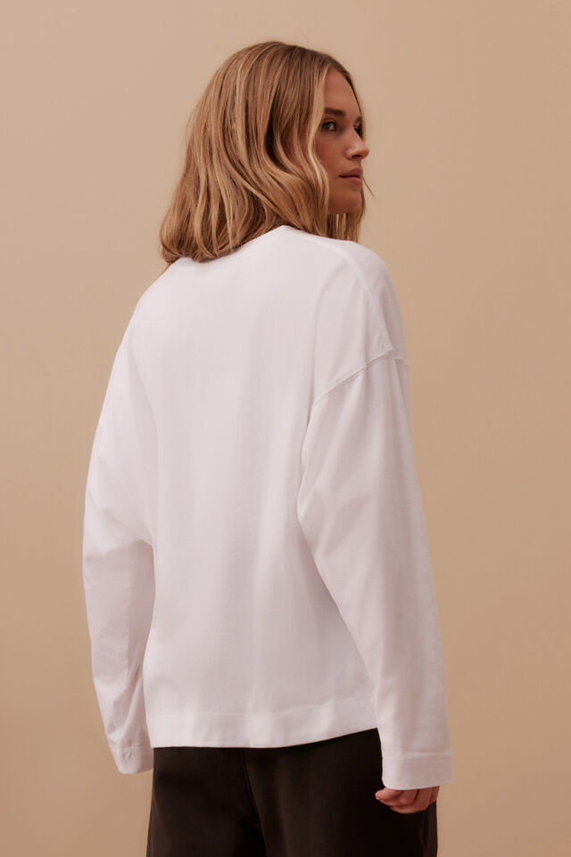 Relaxed Long Sleeve Tee, WHITE