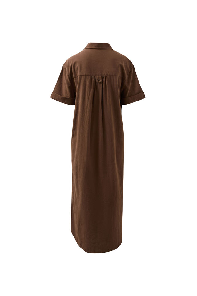 Hanna Midi Shirt Dress, CHOCOLATE