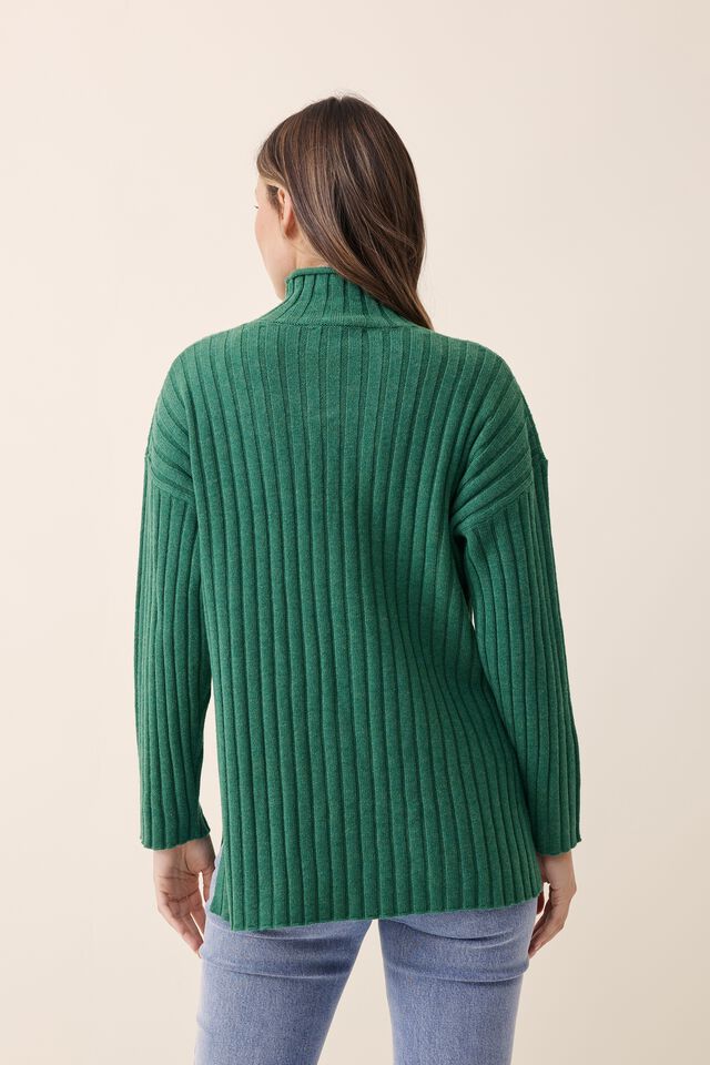 Soft Knit Split Hem Tunic In Recycled Blend, LAWN GREEN