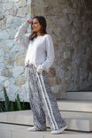 Relaxed Drawstring Pant, LEOPARD LINEN BLEND - alternate image 1