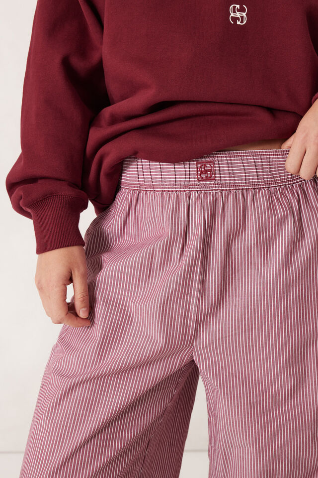 The Lounge Pant, BURGUNDY WHITE NARROW STRIPE