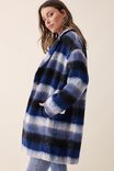 Relaxed Mid Length Coat In Wool Blend, OMBRE CHECK WHITE BLUE - alternate image 3