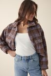 Cropped Jacket In Wool Blend, ORCHID CHECK - alternate image 1