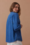 Puff Sleeve Denim Shirt, TRUE INDIGO - alternate image 6