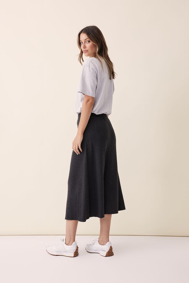 Soft Knit A Line Skirt In Recycled Blend, CHARCOAL MARLE