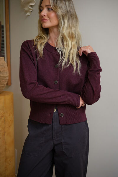 Soft Crew Cardi, WINE
