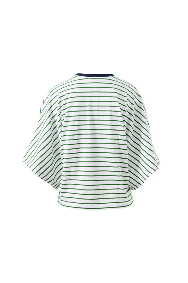 Lucy Relaxed Sleeve Tee, BASIL/WHITE STRIPE