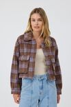 Cropped Jacket In Wool Blend, ORCHID CHECK - alternate image 5